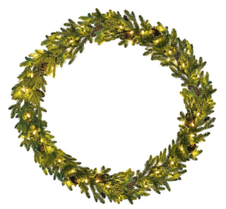 Pre-lit Fir Slim Christmas Wreath with Pinecones