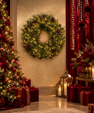 Pre-Lit Fir Christmas Wreath - 5ft