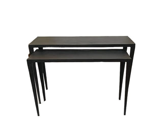 Black Antique Console Tables, Set of 2