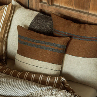 The Highland Stripe Pillow Cover in Leather - 20x20